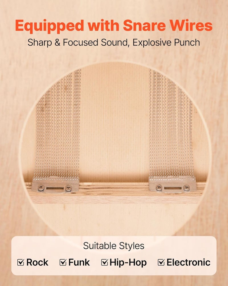 VEVOR Cajon Box Drum, with Internal Snare Wires, Compact and Lightweight Wooden Percussion Box, Birch Wood Drum Musical Instrument with Silicone Feet, for Beginners and Professionals, 10 x 10 x 15 in - Image 3